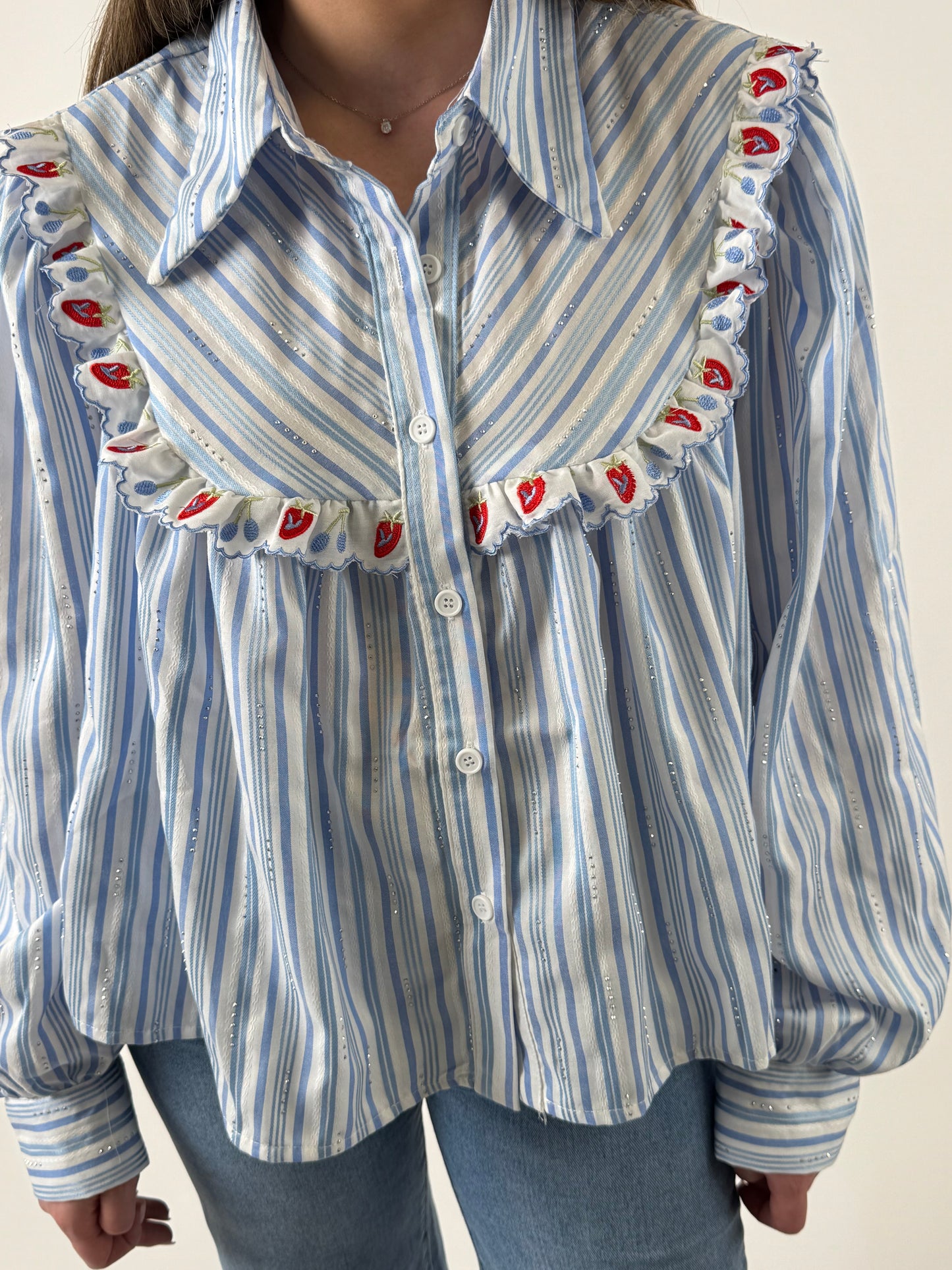 Chemise rayée avec détails bordés