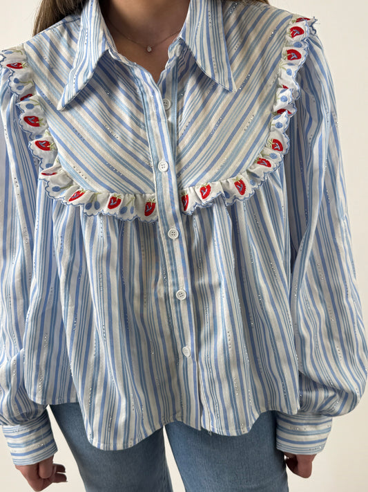 Chemise rayée avec détails bordés